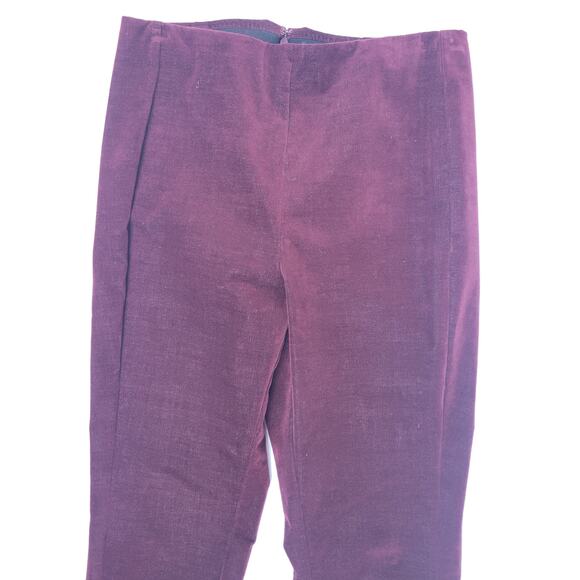 Theory H0804220 Navalane Casual‎ Velvet Maroon Stretch Back Zip Pants Womens 6 - Picture 2 of 12